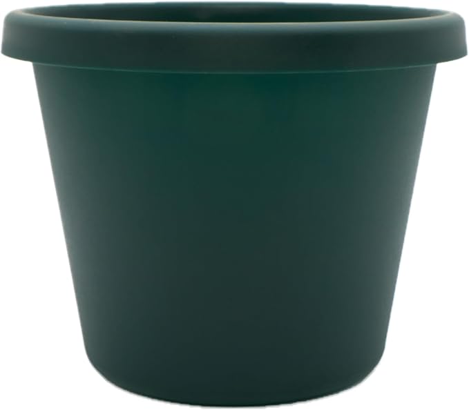 The HC Companies Prima Round Plastic Plant Pot w/Rolled Rim - Lightweight & UV Resistant Flower Pot for Herbs & More - Outdoor & Indoor Plant Pots w/Drainage (14 inch, Evergreen, Pack of 1)