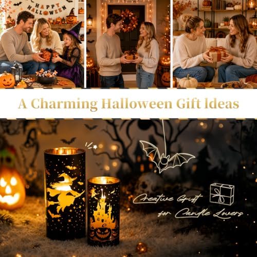 Glasseam Halloween Centerpieces for Tables, 2 Pcs Black Gold Candle Holder - Image 5