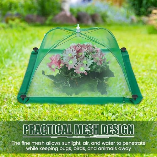 FillTouch 20 Pcs 17 Inch Mesh Plant Cover Plant Protectors from Animals Outdoor Plants Tent for Vegetables Pop up Net Garden Netting Cover Collapsible Plants Umbrella to Keep Small Animals Out - Image 4