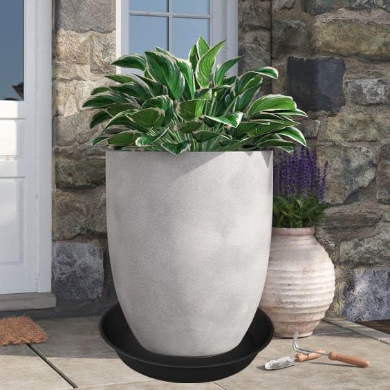 2 Pack of 20 22 inch Plant Saucer, 3.6" Depth Tray, Large Deep Heavy Duty Saucers for Pots, Garden Plastic Flower Plant Trays for Indoors Outdoor, Tray for Planter 19-23" (Black)