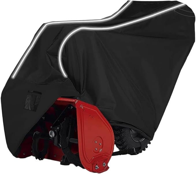 Heavy-Duty 600D Fade and Crack Resistant Snow Blower Covers, Waterproof, Snow Proof,UV-proof Snowblower Cover Universal Fit，Snow Thrower Cover with Reflective Strips (50" L x 33" W x 40" H)