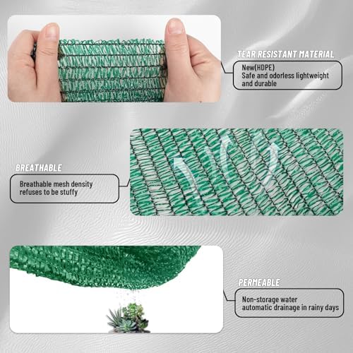 Sun Shade Cloth with Grommets for Garden, 40% 20x30ft, Dark Green - Image 5