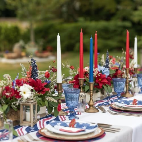 Kandle & Co Red White & Blue Dinner Candles, 10 Inch Taper Candles Set of 6 – Non-Drip, Long-Burning, Unscented Patriotic Candlesticks for 4th of July, Memorial Day, 250th Anniversary & Veterans Day - Image 5