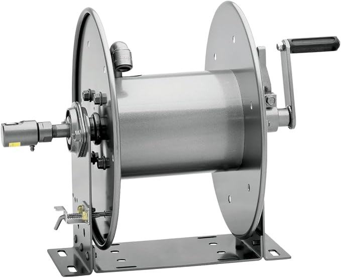 Hannay Reels 1020-14-16 Series 1000 Manual Hand Crank Rewind Hose Reel, 1/2" x 100' Hose Capacity, 3000 PSI, Heavy Gauge Steel, Graphite Color Paint, Made in USA