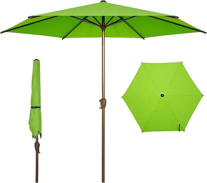 Abba Patio 7.5FT Outdoor Patio Umbrella Outdoor Table Umbrella with Crank Market Umbrella 6 Sturdy Ribs UV Protection Waterproof and Push Button Tilt for Garden Deck Backyard Pool,Apple Green