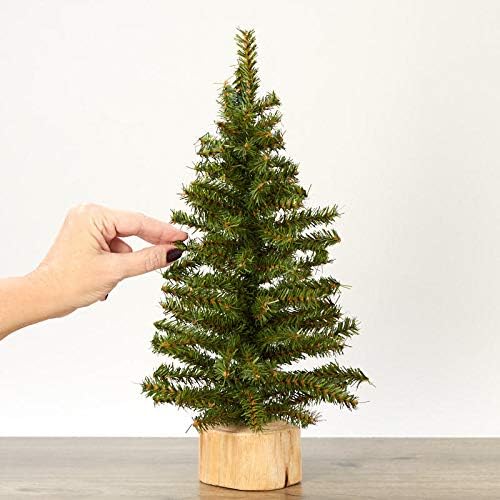 Pack of 2 Small Artificial Canadian Pine Christmas Trees by Factory Direct Craft - Mini 15 inch Pine Trees with Wood Bases - Add to Holiday Décor and Decorations in Home or Office - Image 3