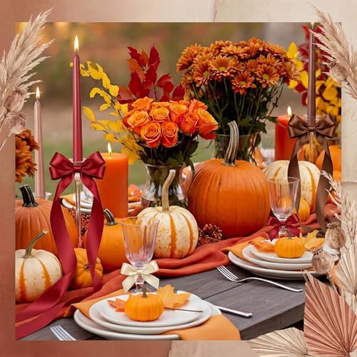 12 Pcs Dark Red and Brown Party Taper Candles with 3 Roll Ribbon - Image 5