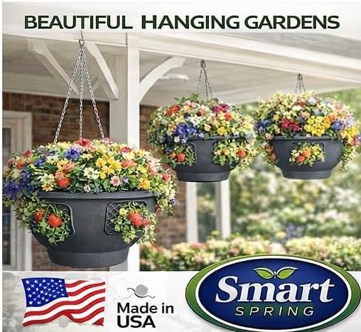Ultimate Hanging Baskets - Strawberry, Tomato, Flower, and Herb Outdoor Planters - Use Garden Pots for Growing Plants Outside On A Deck, Fence, or Balcony (2)
