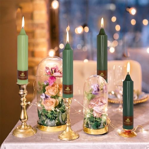 Gradient Taper Candles Green Candlesticks,Gedengni 7Inches Dripless Tapered Candle Tall Candle Sticks Colorful Dinner Candles for Home Wedding Festive Holiday Party,18GREMIX - Image 2