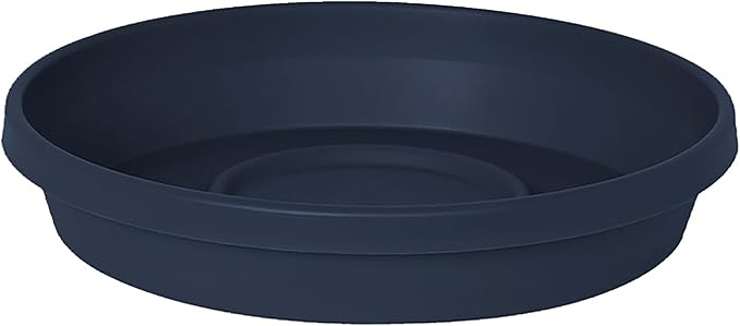 Bloem Terra 16" Round Plastic Plant Saucer, Lightweight UV-Resistant Indoor/Outdoor Flower Pot Tray - Fits 16-inch Planter Pots, Navy, 2-Pack