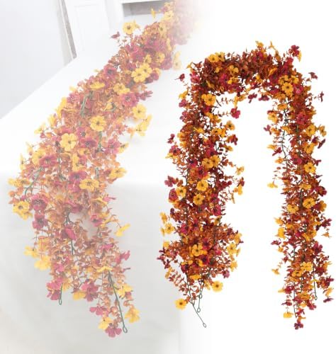 RECUTMS Fall Flower Garland Artificial Hanging Plants Outdoor Autumn Leaf by RECUTMS