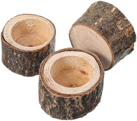 24 Pcs Wooden Tea Light Candle Holders Votive Candle Holders, Rustic Wooden Pillar Candle Stands Vintage Tealight Holders Set Candle Centerpieces for Dining Table Wedding Party, 1.6" H - Image 6