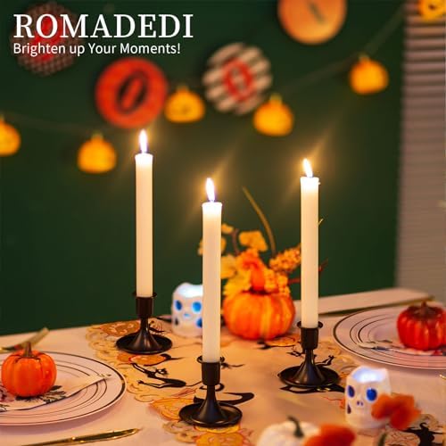Black Candlestick Candle Holders for Taper ：12 PCS Romadedi Candle Stick Holder Set Vintage Table Centerpiece Halloween Decoration Wedding Christmas Fireplace Mantel Home Deocr - Image 3