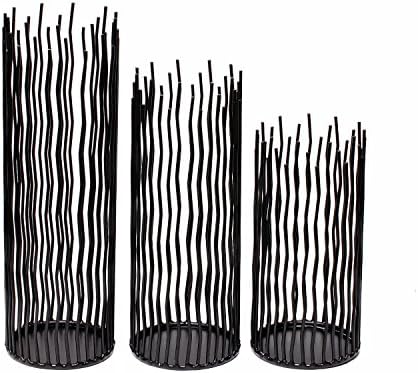 Set of 3 Metal Iron Candle Holder, Black Candlestick Modern Table Centerpiece for Indoor & Outdoor Decor, Dining Room, Home Decoration - Image 3