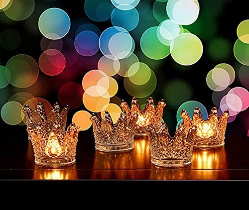 Vixdonos Crown Glass Tealight Candle Holder Set of 12 Clear Votive Candle Holders for Wedding, Party and Home Decor - Image 4