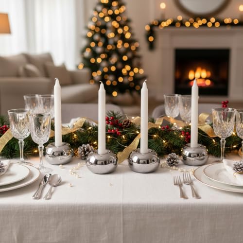 Silver Modern Doughnut Shaped Candlestick Holder (4 Pack) - Image 3