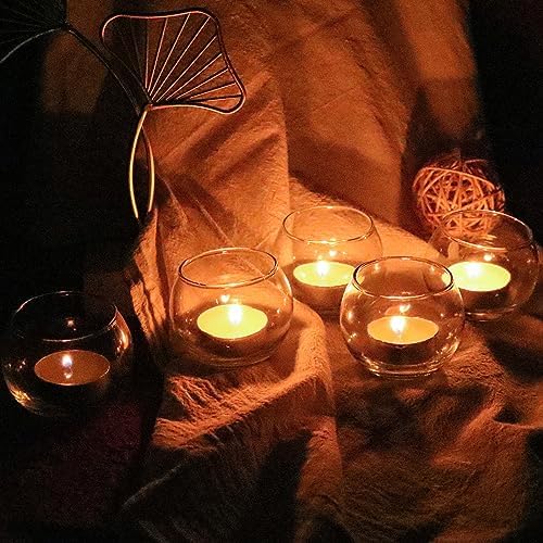 PINIWON 12pcs Clear Glass Round Votive Candle Holders, 2''×2'' - Image 4