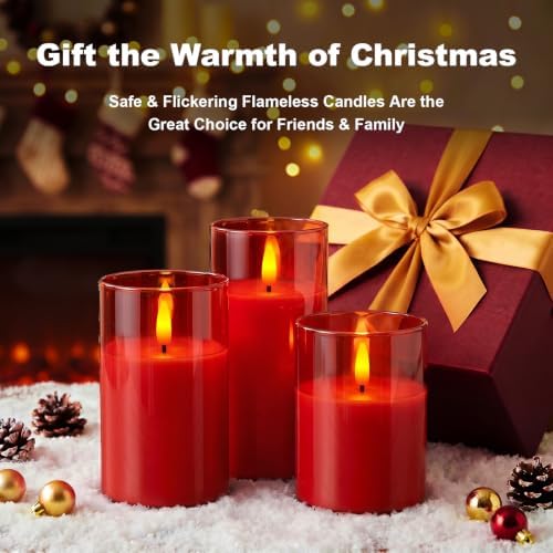 Amagic Red Glass Flameless LED Candles Battery Operated with Remote Timer - Image 6