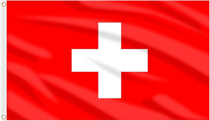 AhfuLife Switzerland Flag 3x5 Ft, Large Switzerland National Flags for Outside - Double Side with Brass Eyelets for Olympic Party Decorations, Bar Garden Street Decoration Indoor Outdoor