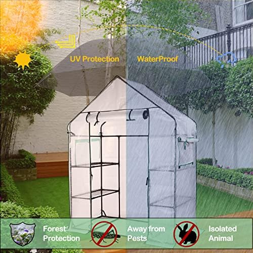 56x30x76 Mini Walk-in Greenhouse, Portable Plant House with 3-Tier Shelves - Image 3