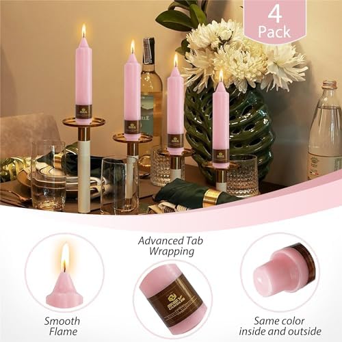 Pastel Taper Candle Pink Candlesticks,7Inches Short Tapered Candles Unscented Candle Sticks Dripless Candles for Dinner Decor Women Gift Idea,4pcs (18D4PC-PINK) - Image 5