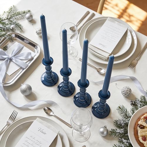 Viyffo Taper Candles, 10 Inch, 4 Pack, Deep Blue – Unscented, Dripless & Smokeless Design, Up to 8 Hour Burn – Long Tall Taper Candlesticks for Wedding, Dinner & Home Decor - Image 3