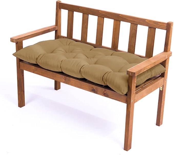Srutirbo Indoor Outdoor Bench Cushion, Waterproof Swing Cushion Seat Chair Replacement Pads Pillow for Lounger Garden Furniture Patio Metal Wooden (Khaki, 39 * 20inch)