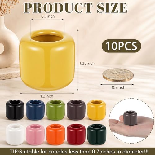 Suclain 10 Pcs 0.7 Inch Chime Candle Holder Small Candle Holders Ceramic Holder for Rituals, Spells, Vigil, Altar, Witchcraft, Wiccan Supplies (Colorful) - Image 2