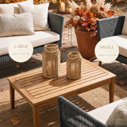 Natural Jute Boho Lanterns - Handcrafted Farmhouse Coffee Table Decor - Image 4
