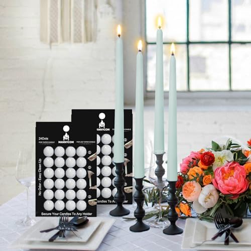 Taper Candles Sticky Dots - MANNYCOM White Wax Dot - Candl Accessories - Candle Adhesive - Secure Your Candles Fixed to Any Holder - 48 Pack - Image 4
