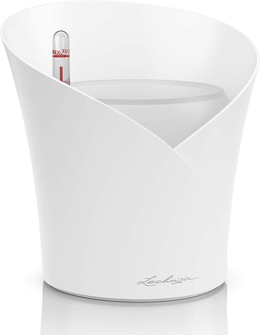 Lechuza ORCHIDEA White Matt, Self-Watering Orchid Flower Pot, D7.1 H7.7 in