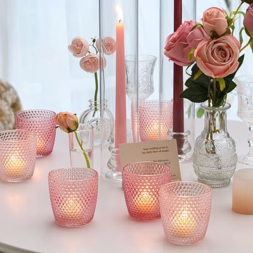 Volens Colored Pink Votive Candle Holders 12pcs Tealight Candle Holder - Image 3