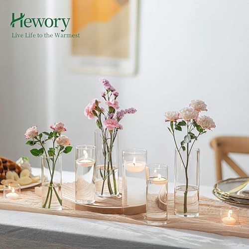 Hewory Glass Cylinder Vases for Centerpieces: 12Pcs Clear Small Bud Vases - Image 3