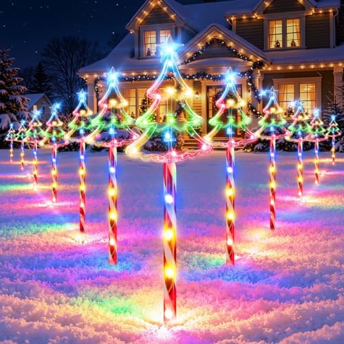 KOOPER 12 Pack Solar Christmas Stake Lights Outdoor with Tree, 10 Modes by KOOPER