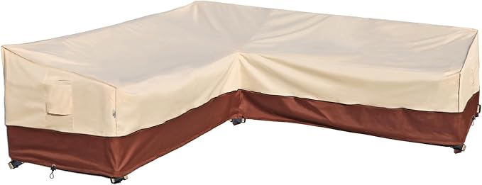 Outdoor Sectional Cover, 90-inch V-Shaped Patio Furniture Sofa Covers Waterproof Rip-Stop Anti-UV 600D Heavy Duty Outdoor Couch Cover with 3 Air Vents, 90''L 90"L 33.5''D 31''H
