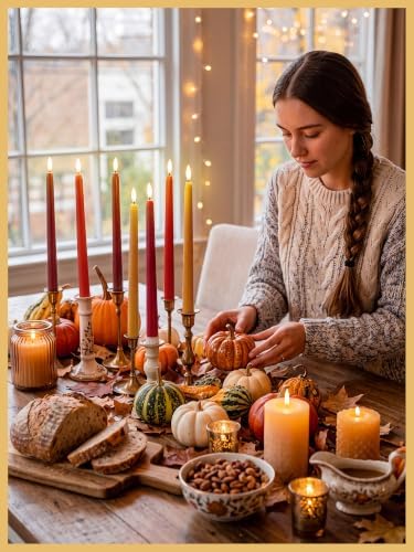 Treela 24 Pcs Flameless LED Taper Candles, Fall, 11 Inch, Warm Color - Image 4