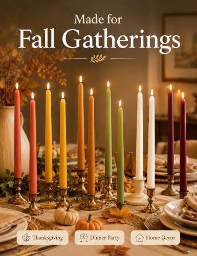 Fall Taper Candles, 10 Inch Unscented Autumn Dinner Candles - Image 4