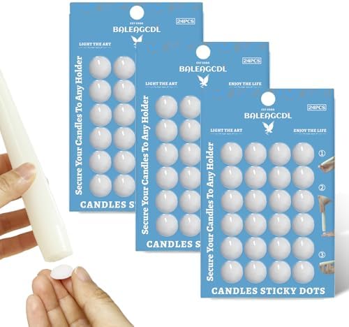 Taper Candles Sticky Dots - White Candle Wax Dots -Taper Candle Waxed Adhesive - Secure Your Candles to Any Holder (72Pack) by MANNYCOM