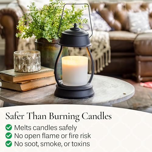 Candle Warmers Etc. Black Hurricane Candle Warmer Lantern – for Top-Down Warming & Flame-Free Fragrance - Image 3
