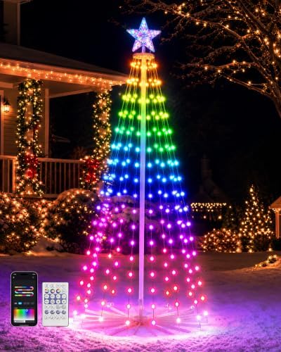 6FT Outdoor Christmas Cone Tree with 265 LED RGB Lights by BeatiNeonLighting