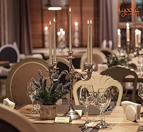 Hyoola Tall Metallic Antique Gold Taper Candles - 12 Inch - Dripless - 12 Pack - 10 Hour Burn Time - Image 5