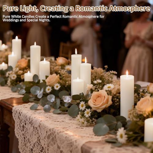 24-Pack White Unscented Pillar Candle Set - Image 6