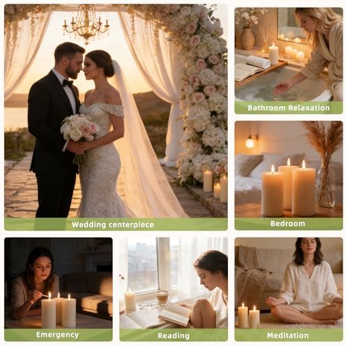 White Rustic Pillar Candles,Non-Toxic Soy Wax Candle, 2.8x6 Inch, 6 Pack - Image 7