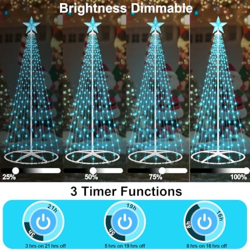 Outdoor Solar Christmas Tree Lights, 5FT Lighted Artificial Cone Tree - Image 4