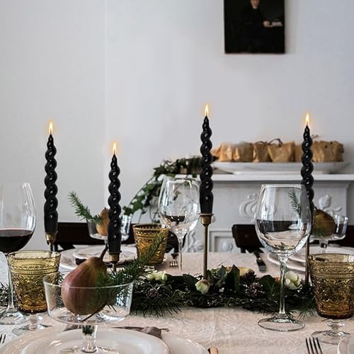 Short Spiral Taper Candles 7.5 Inch Black Smokeless Candle Stick Handmade Unscented Twisted Candlestick for Dinner Home Church Decoration 2 Pcs - Image 6