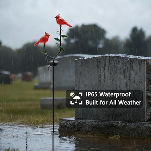 Cardinal Solar Lights Outdoor, Red Cardinal Memorial Garden Decor - Image 4