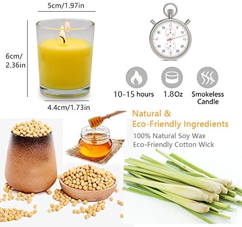12 Packs Yellow Outdoor Citronella Votive Candles in Glass, Small Natural Soy Wax Candles for Patio Camping - Image 6
