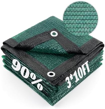 Sun Shade Cloth with Grommets for Garden, 90% 3x10ft, Dark Green by CoolArea