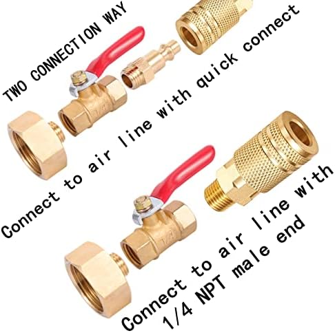 Winterize Blowout Adapter,1/4 Inch Male Quick Connecting Plug and 3/4 Inch GHT Hose Thread.with Ball Valve and Teflon Tape for Blow Out Water to Winterize Sprinkler Systems (Couple) - Image 5
