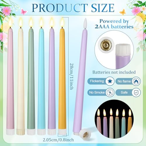 Macarrie 24 Packs Flameless Taper Candles Battery LED 11",Spring Wedding - Image 2